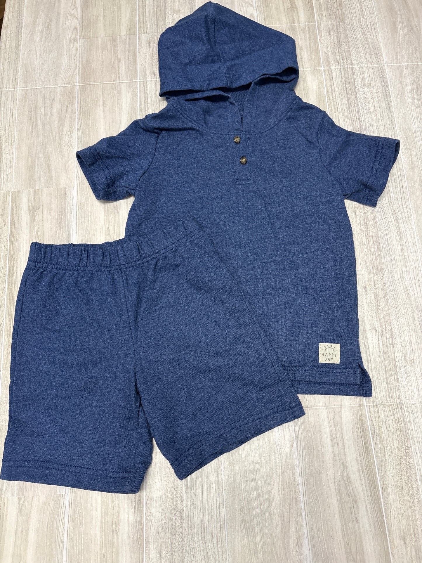 4T Navy Hooded Shirt + Shorts Set