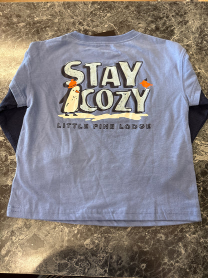 NWT 4T Blue Stay Penguin Cozy Graphic Long Sleeve
