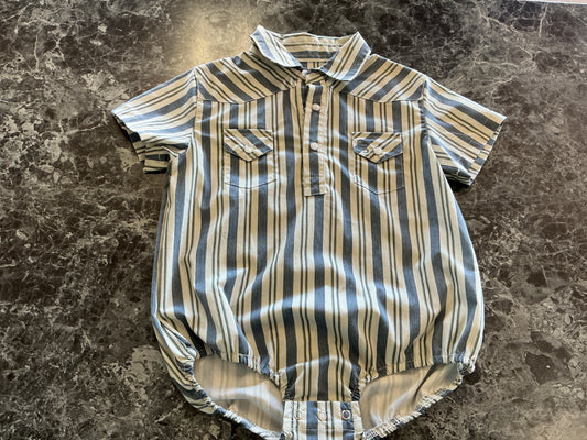 12-18m Cowkid Clothing Striped Pearl Snap Onesie