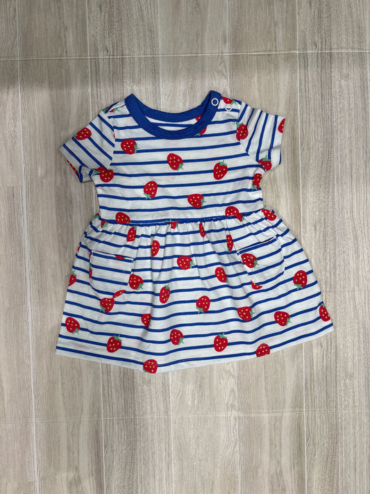 NWT 3-6m Blue Striped Strawberry Dress