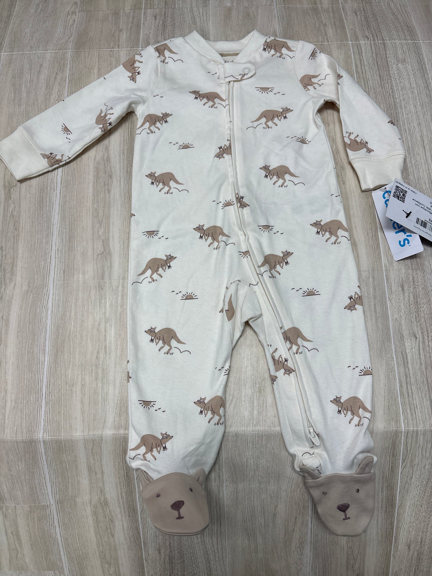 NWT 6m Cream Kangaroo Pajama