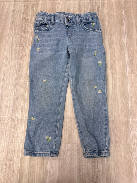 4T Light Wash Mini Embroidered Floral Skinny Denim