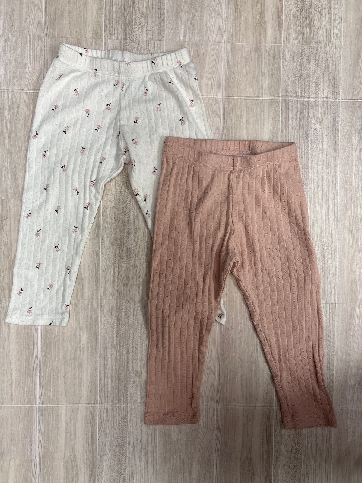 2T Pink/White Floral Ribbed Legging 2 Pack