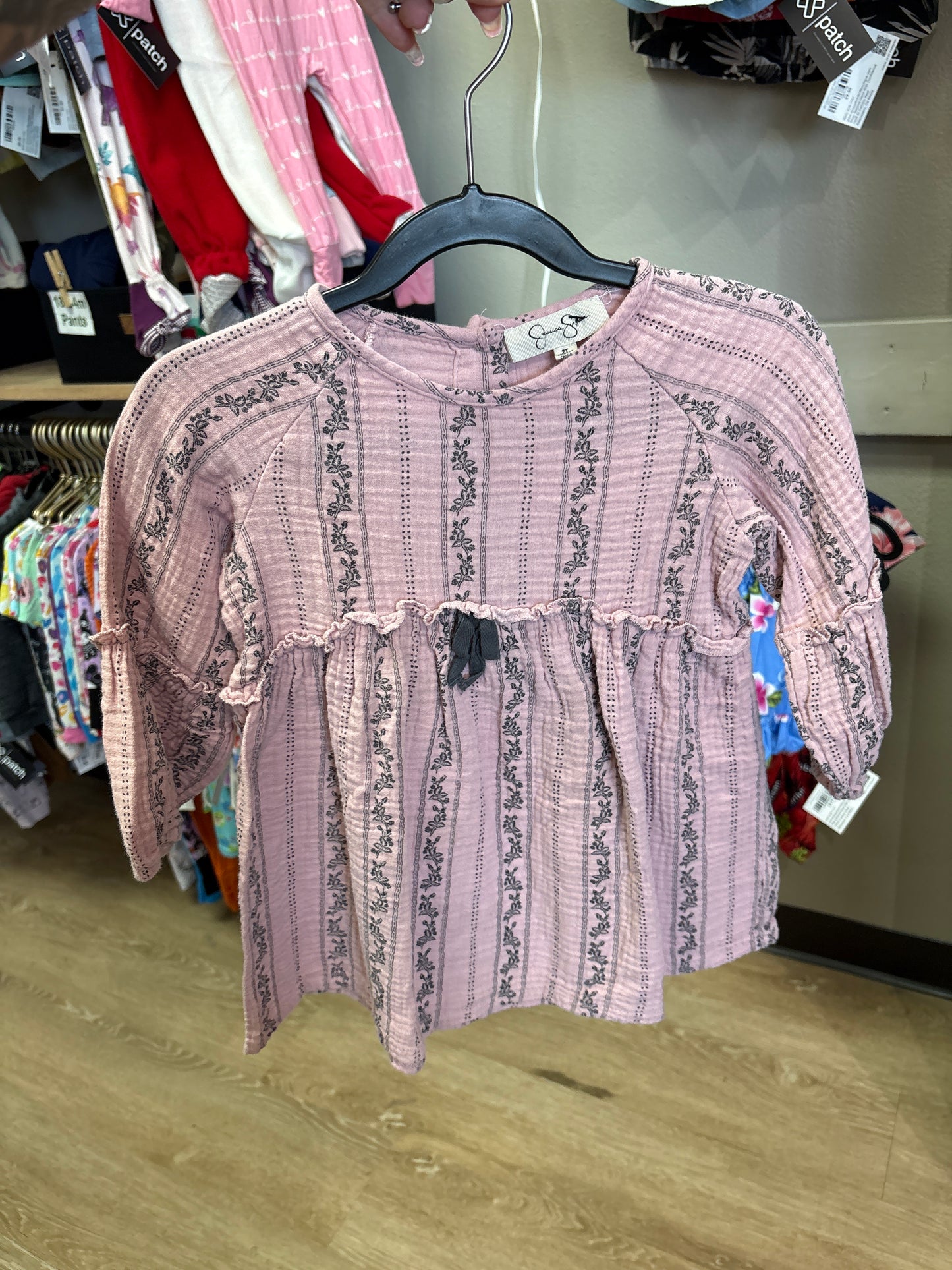 2T Mauve Gauze Folliage Striped Tunic