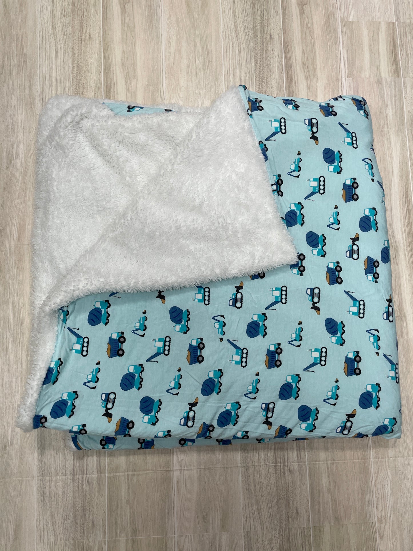 Posh Peanut Reversible Patoo Blanket - Blue Construction/Fur