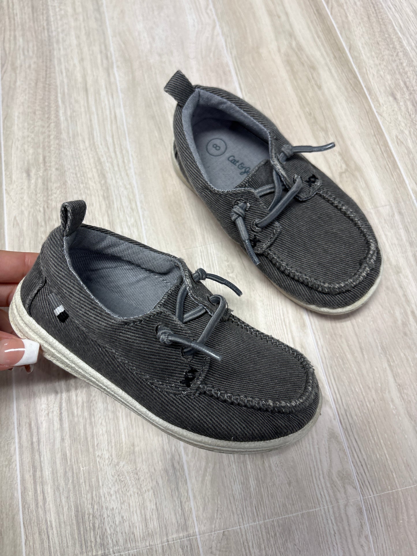 8c Grey Slip On Boat Shoes