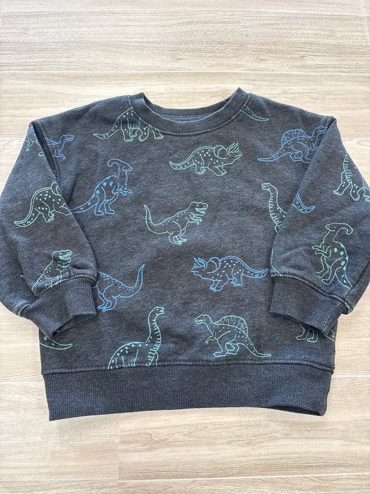2T Charcoal Grey Multi Dino Crewneck