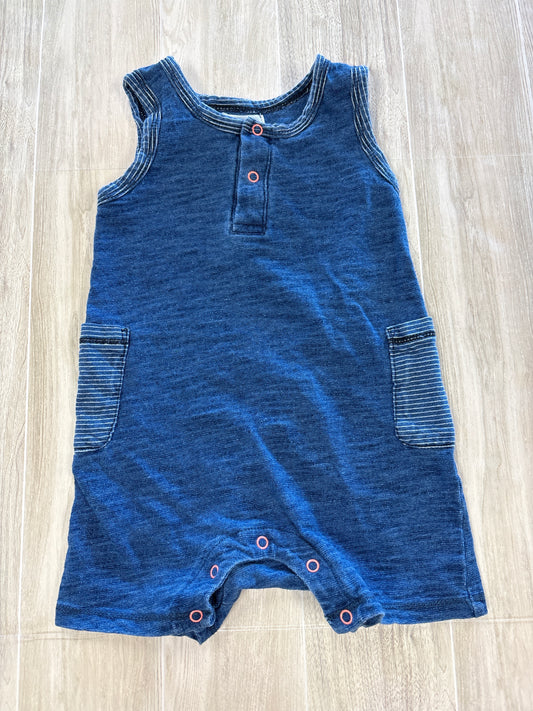 3-6m Blue Tank Romper