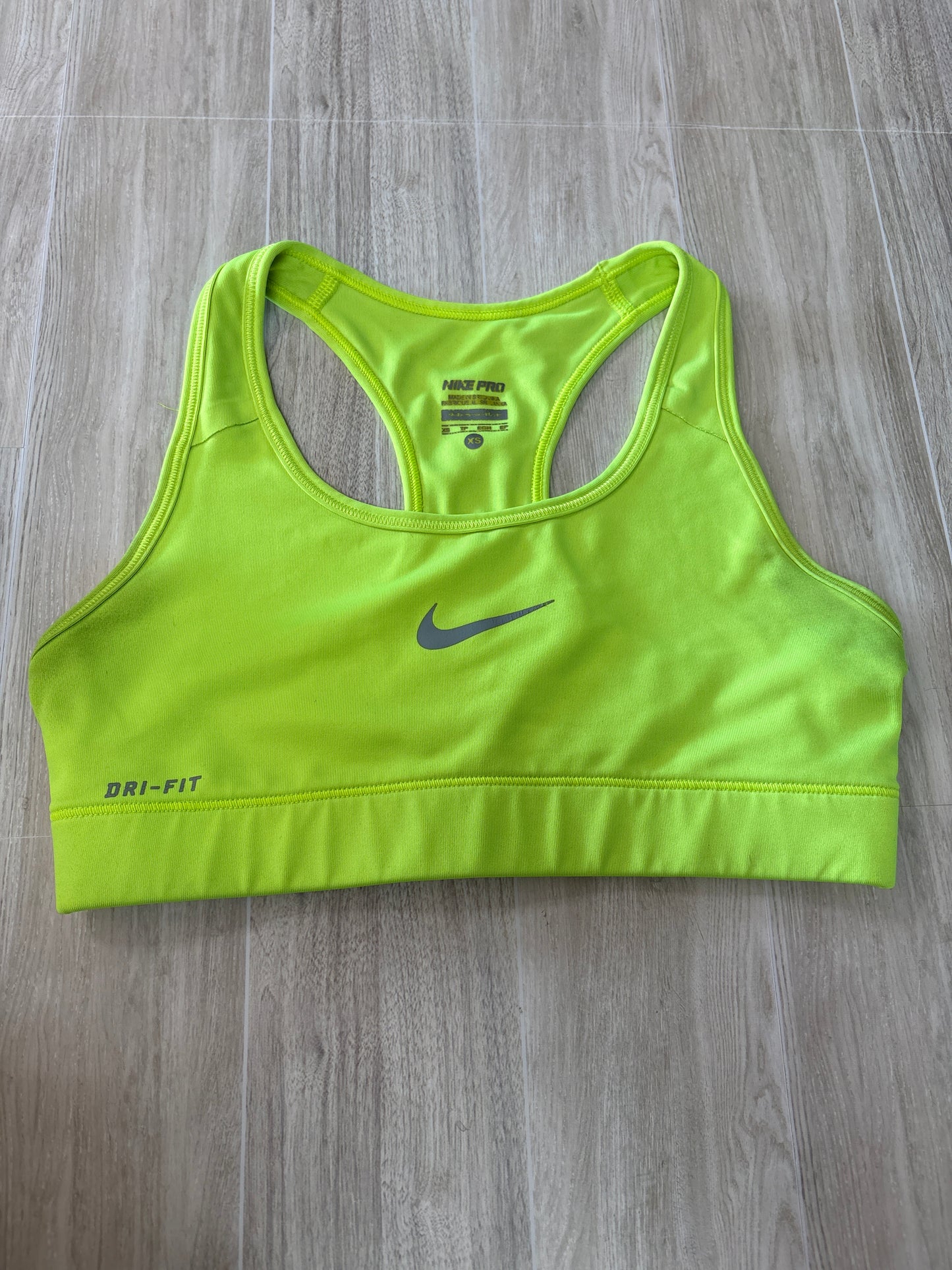 Womens XS Highlighter Yellow Nike Pro Sports Bra