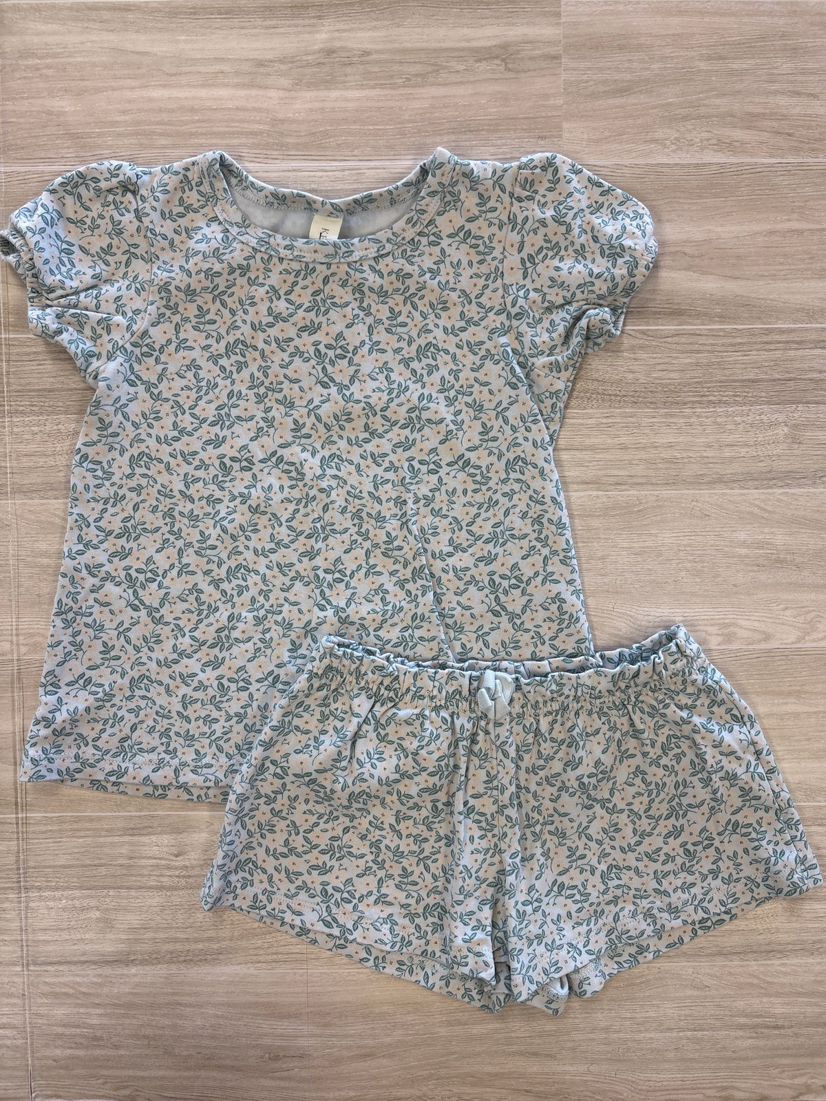 4T Kendi Light Blue Floral 2 Piece Shortie Set