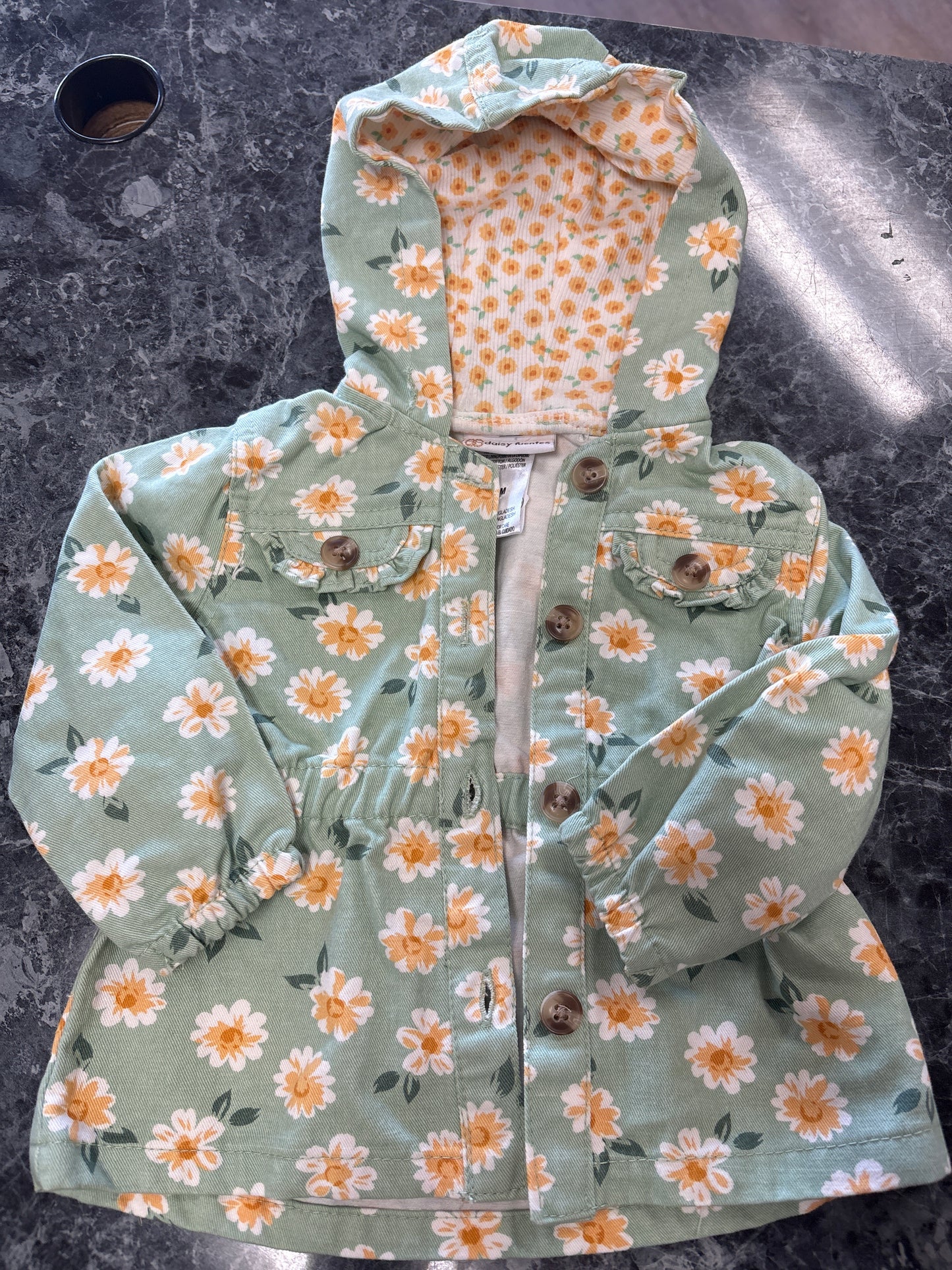 12m Green Floral Button Jacket