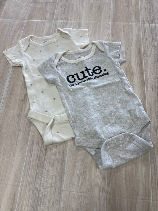 0-3m "Cute" Onesie 2 Pack