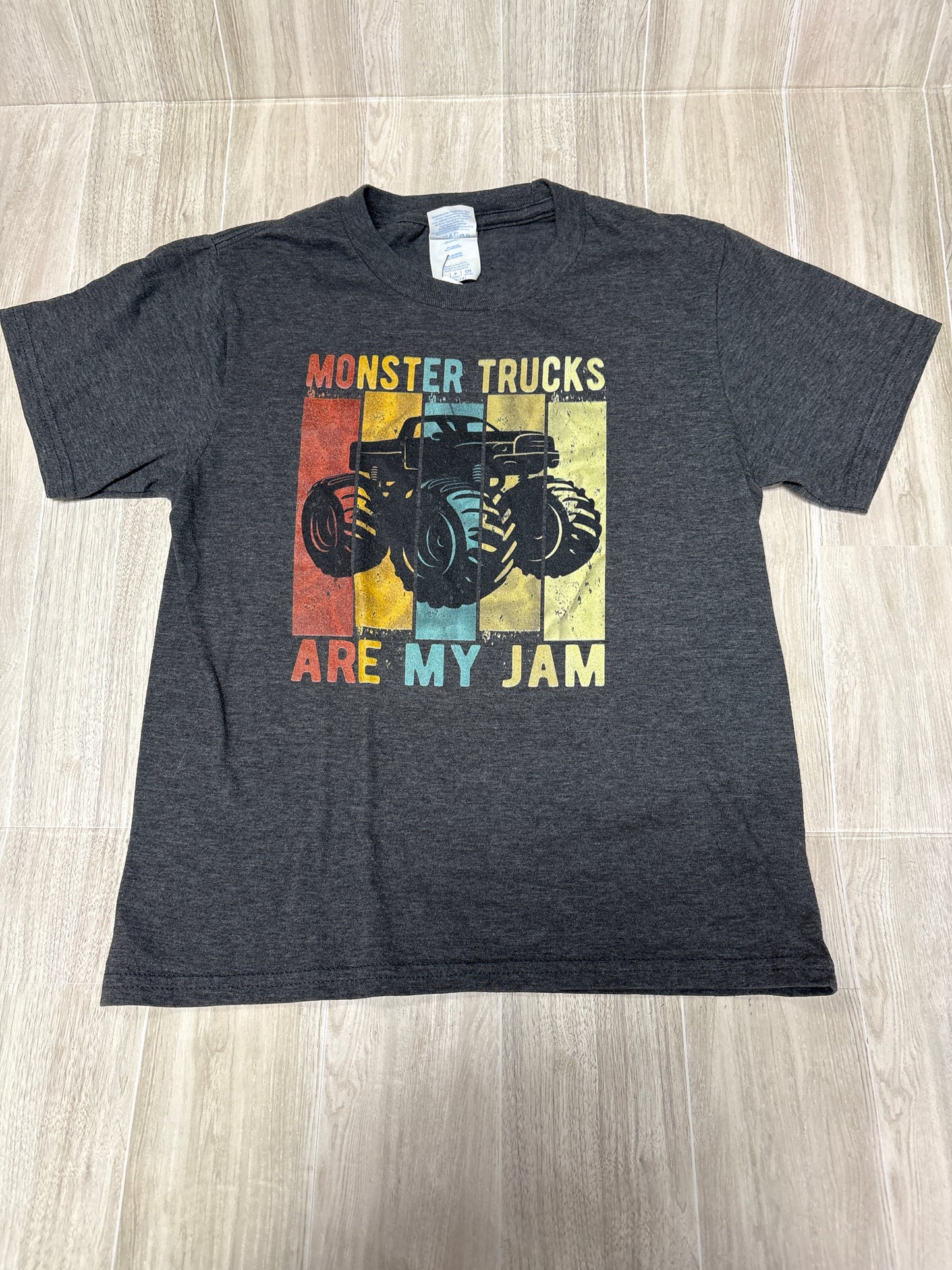 7/8 Grey Monster Trucks Are My Jam Graphic Tee