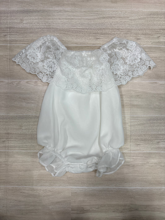 6-9m White Chiffon Lace Ruffle Onesie
