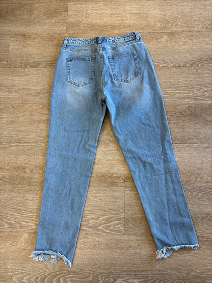 Womens 4 Princess Polly Raw Hem Zip Detail Denim Pant