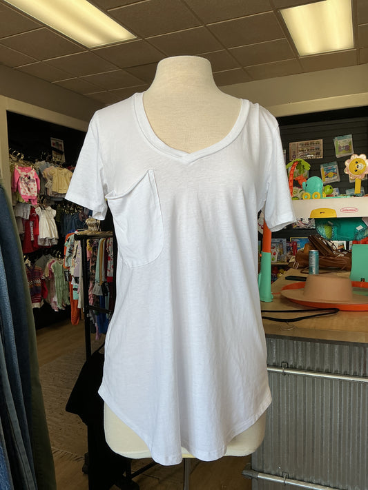 Womens Medium Z Supply White Basic V Neck Pocket Shirt