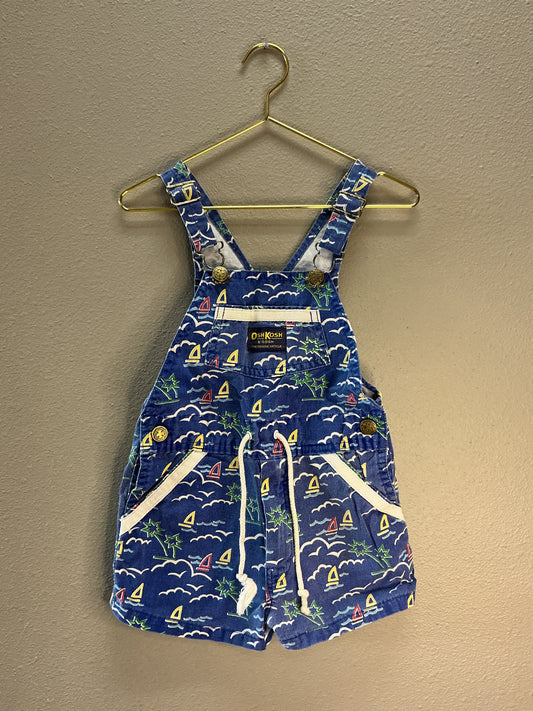 VINTAGE 5T Oshkosh 90's Blue Saiboat Overall