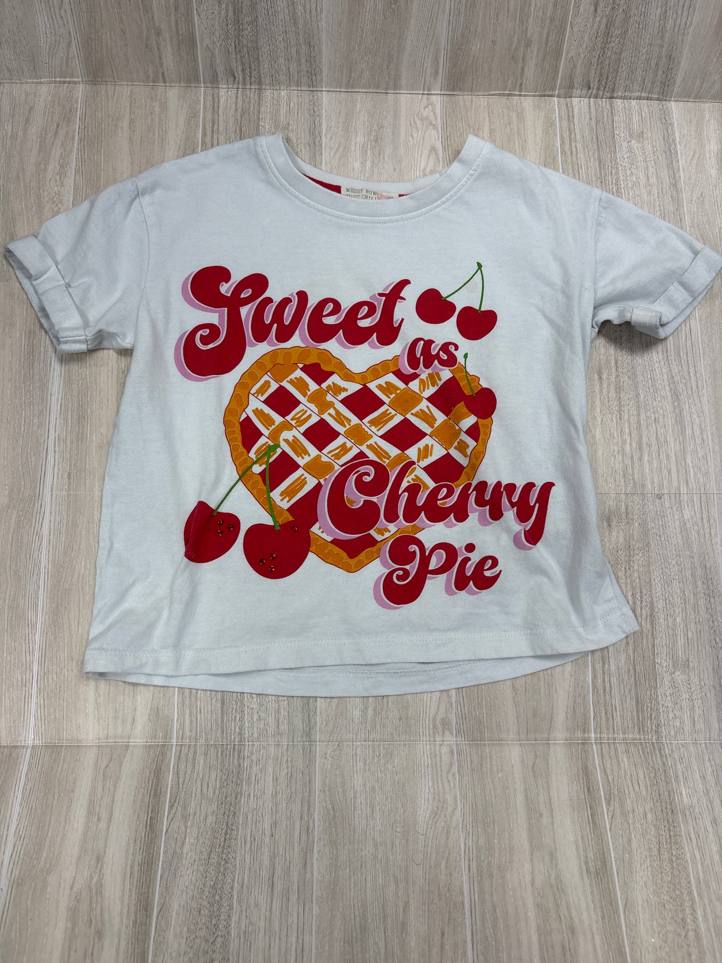 8 White Sweet As Cherry Pie Graphic Tee - Blemish