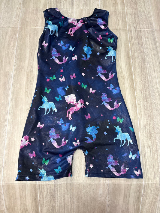 3/4T Dark Blue Unicorn/Mermaid Shortie Tank Leotard