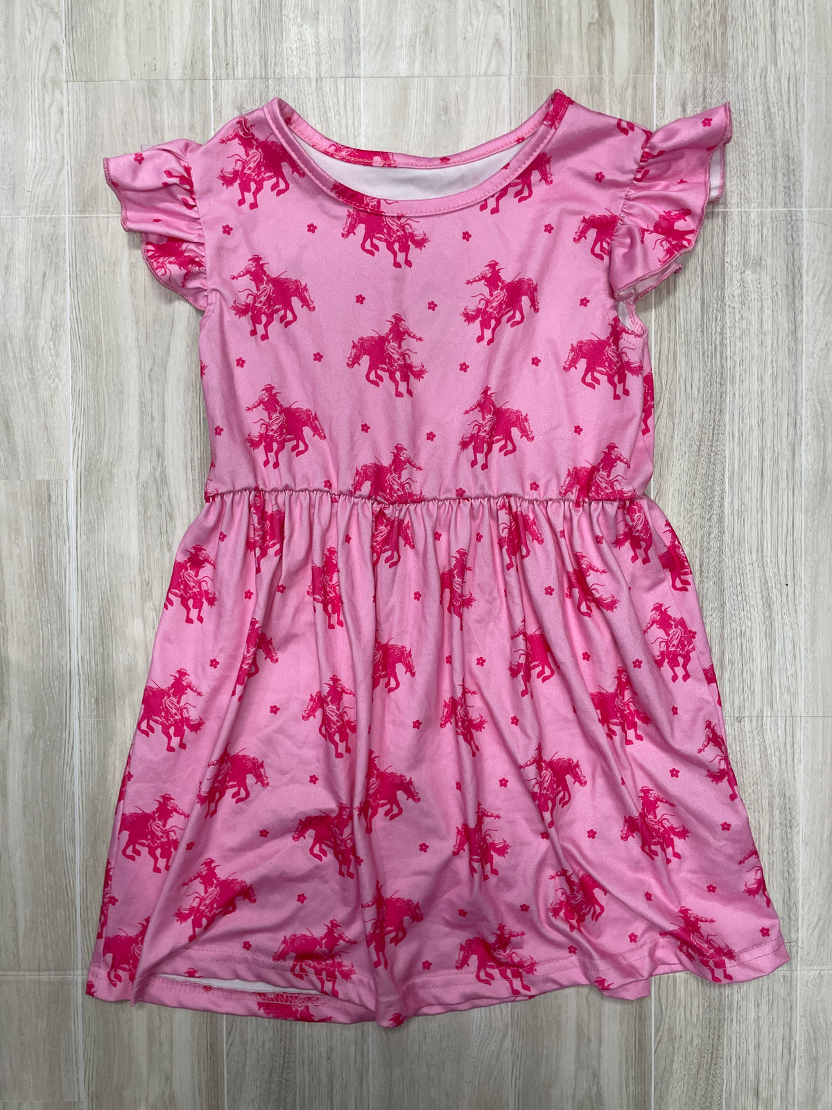 6 Pink Horse Rider Ruffle Sleeve Dress