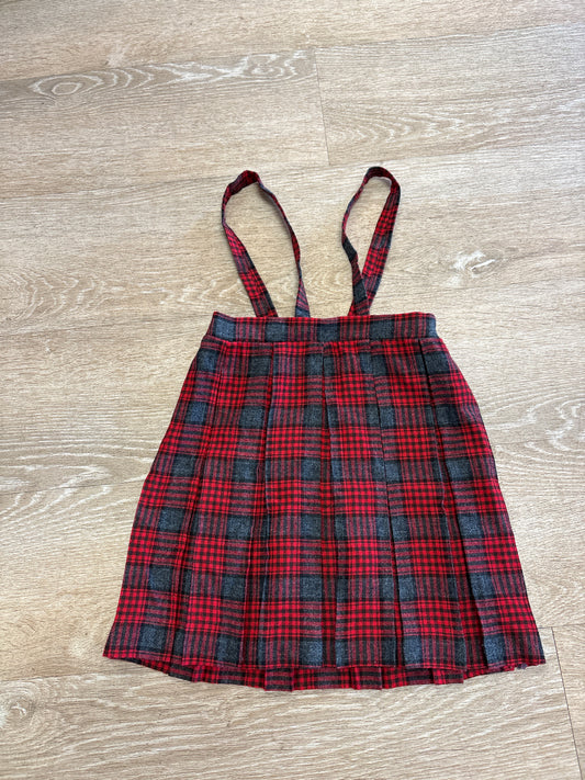 5T Vintage Plaid Pleated Suspender Skirt