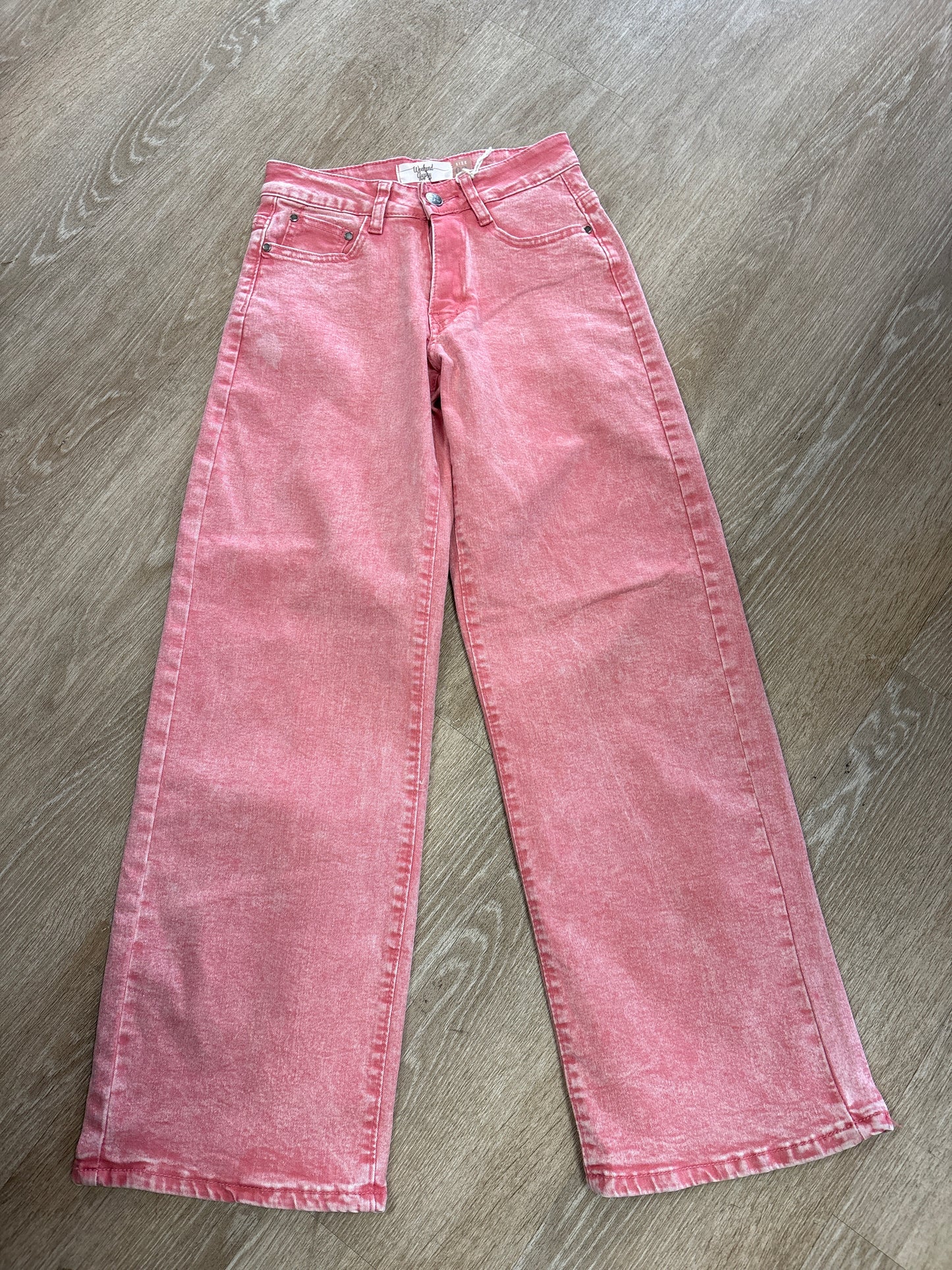 NWT 00 Acid Wash Pink Wide Leg Denim