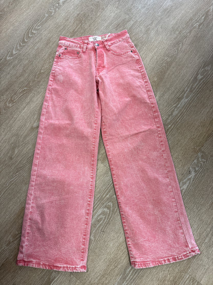 NWT 00 Acid Wash Pink Wide Leg Denim