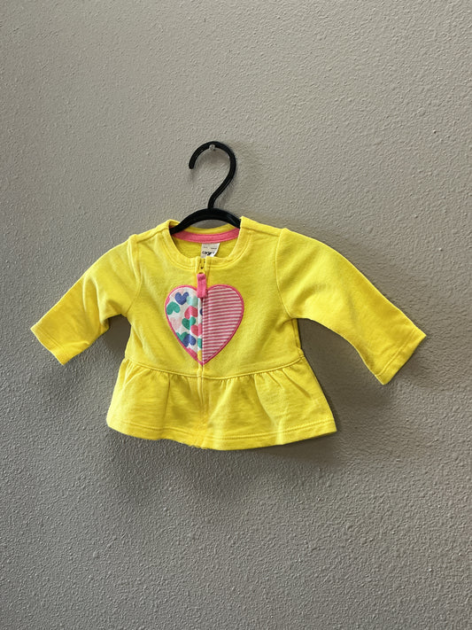 Newborn Yellow Heart Zip Up Jacket