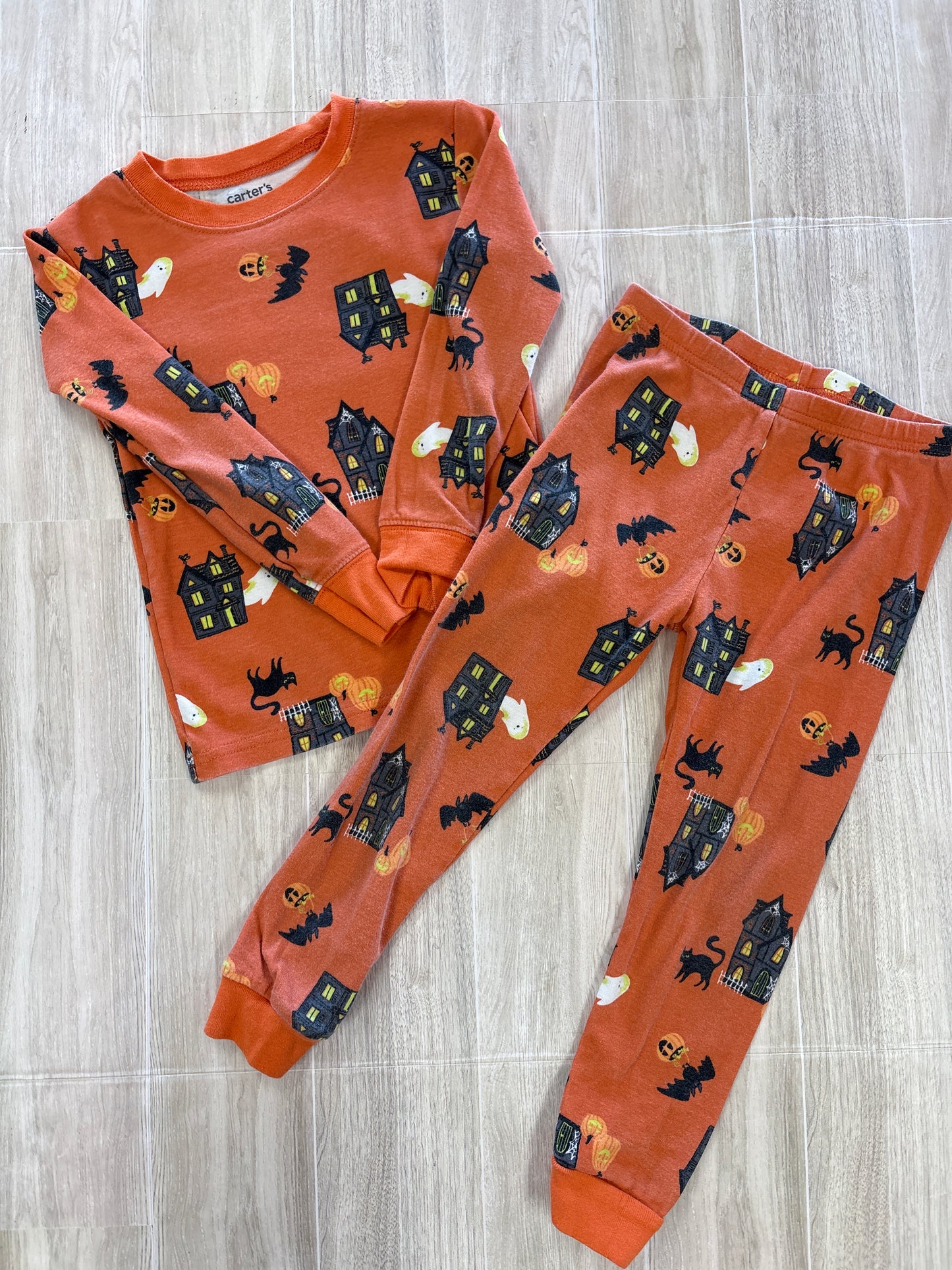 3T Orange Halloween Pajama Set