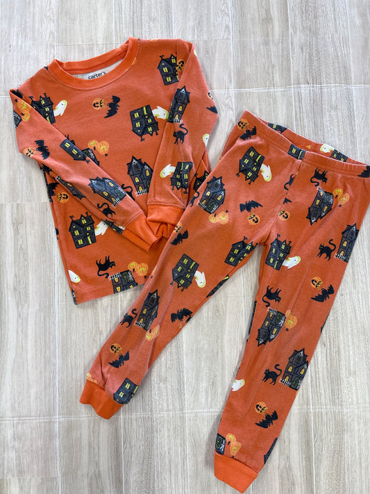 3T Orange Halloween Pajama Set