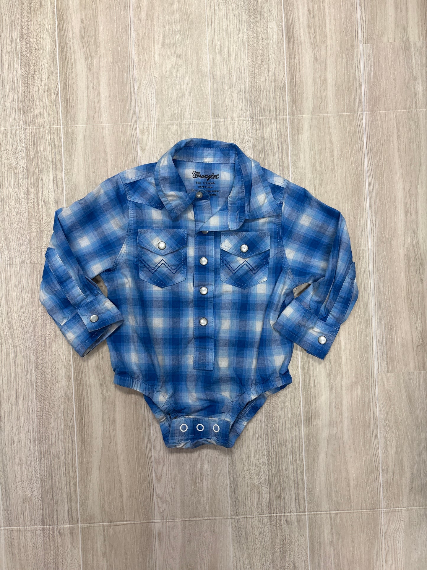 0-3m Blue Wrangler Pearl Snap