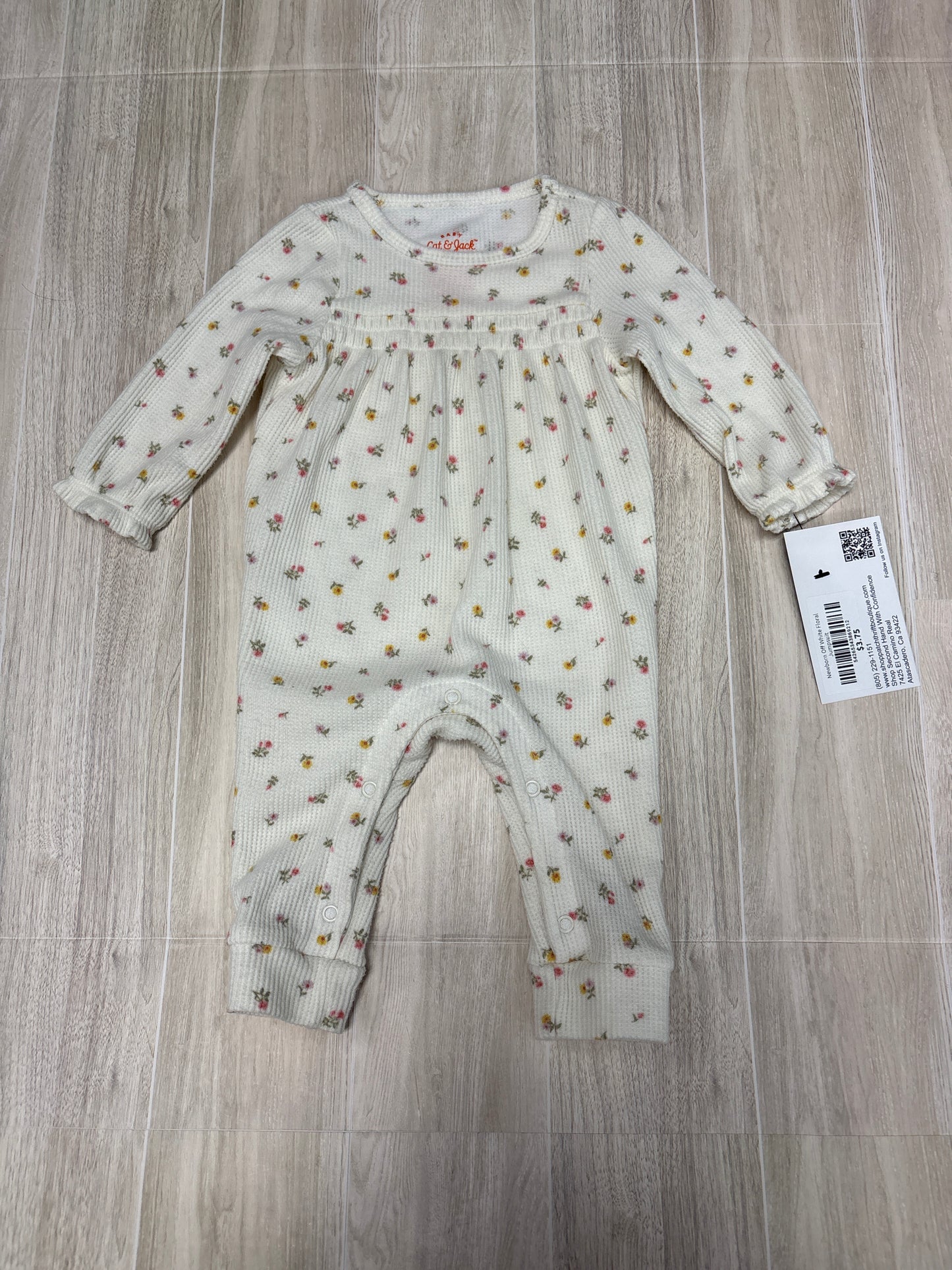 Newborn Off White Floral Jumpsuit