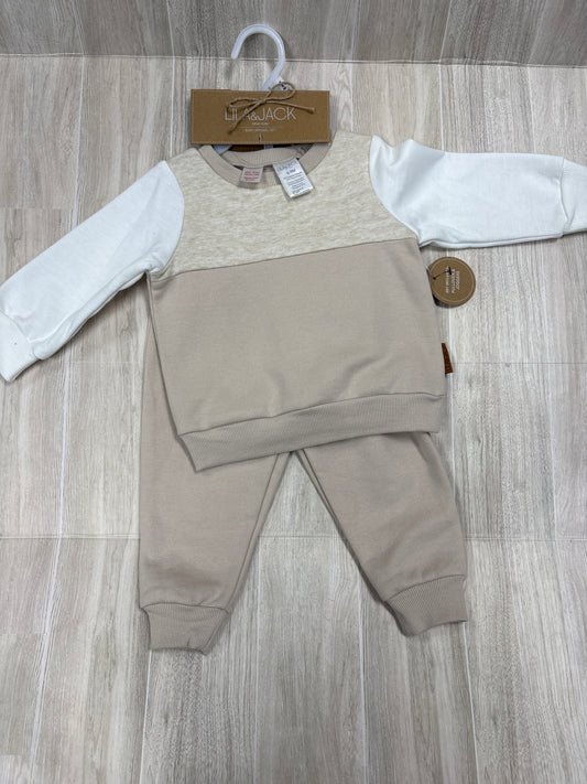 NWT 6-9m Cream Crewneck + Jogger Set