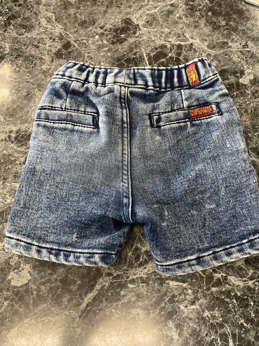12m 7 for All Mankind Dark Acid Wash Shorts