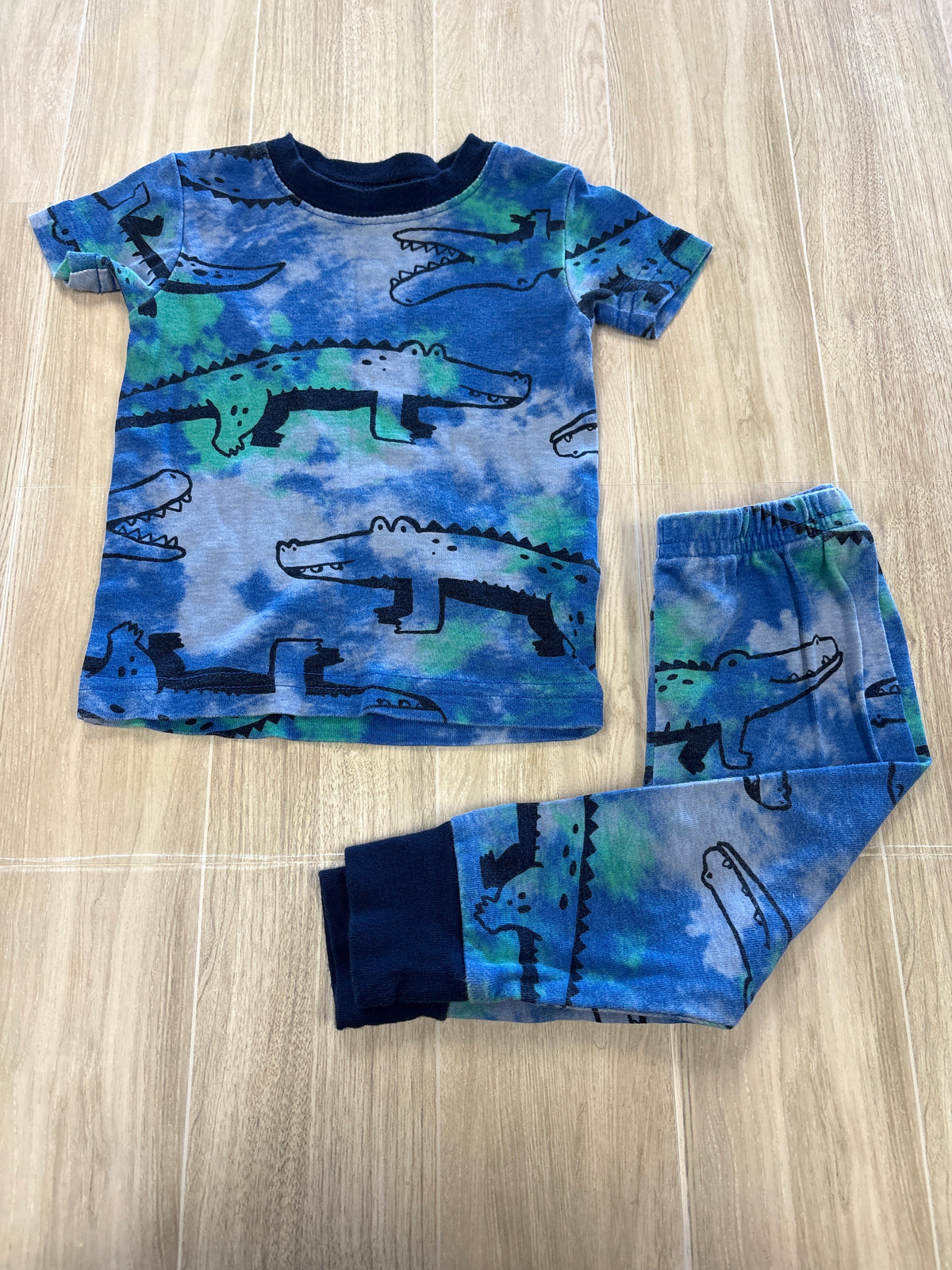 12m Blue/Green Dyed Dino Pajama 2 Piece Set