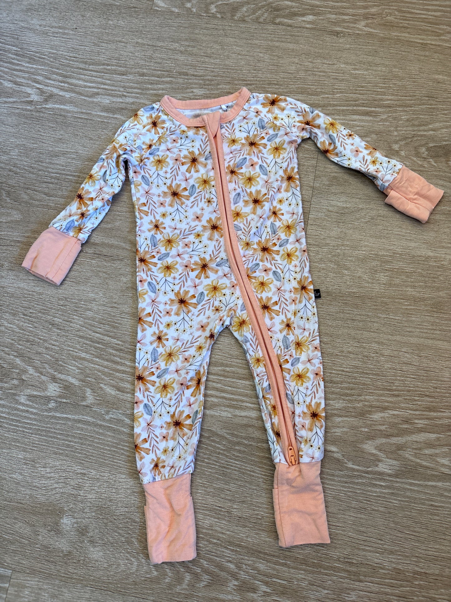 0-3m The Sleepy Sloth Peach Spring Floral Pajama