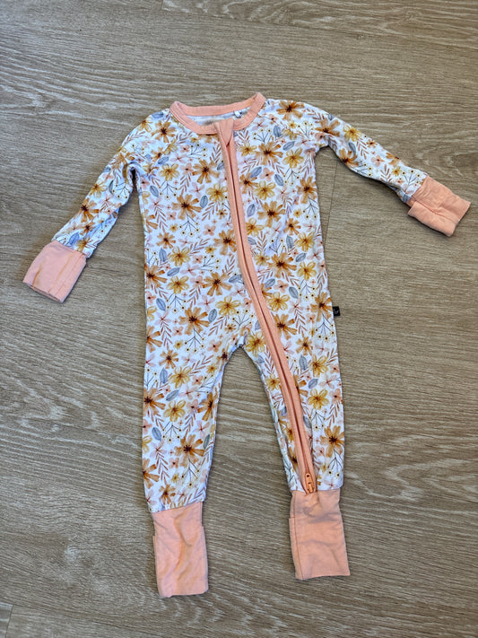 0-3m The Sleepy Sloth Peach Spring Floral Pajama