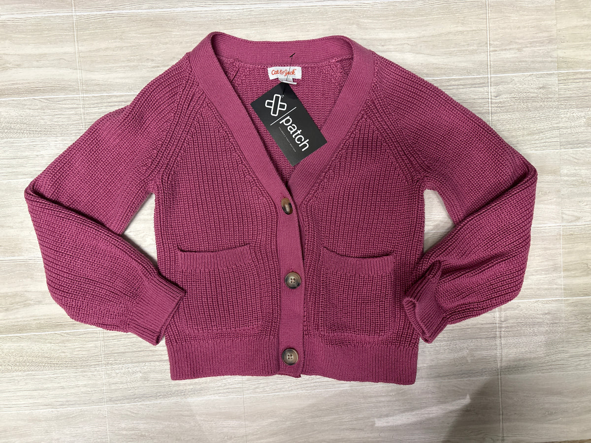 4/5 Berry Knit Button Cardigan
