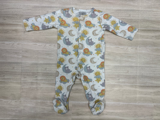 3-6m Moon + Star Button Footie Pajamas