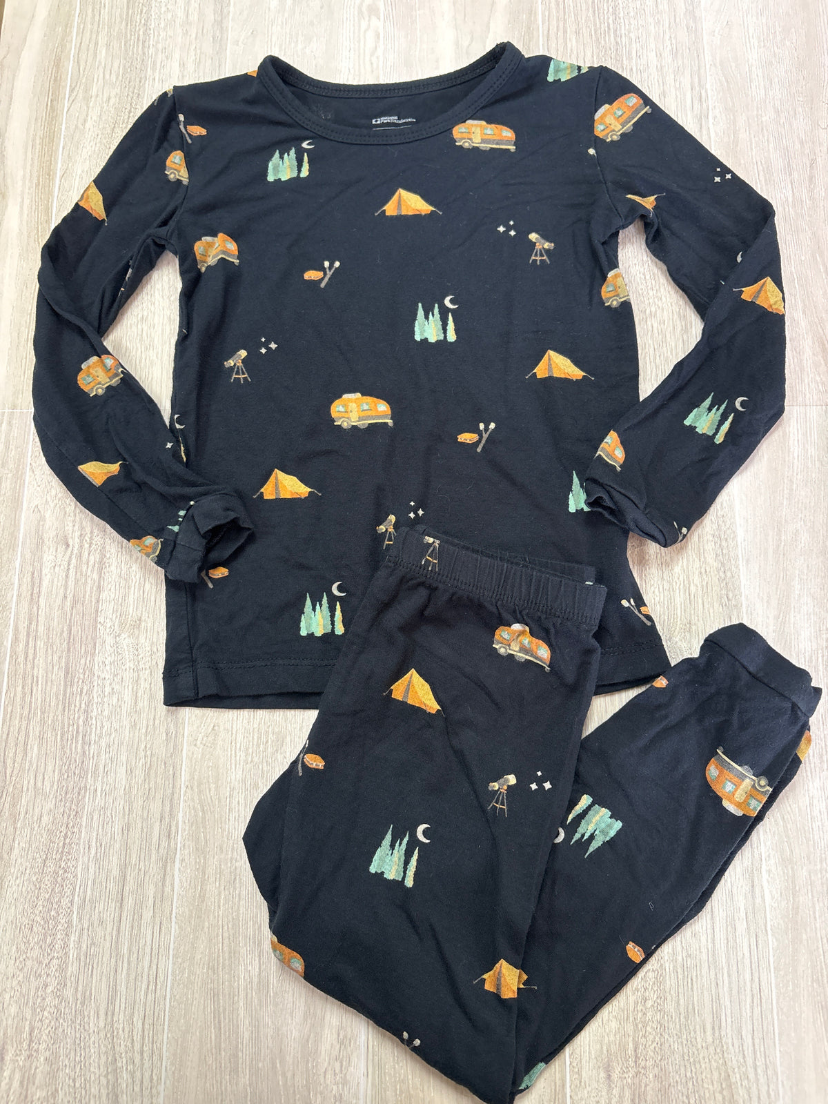 3T Black Camping Print Kyte 2 Piece Pajama Set