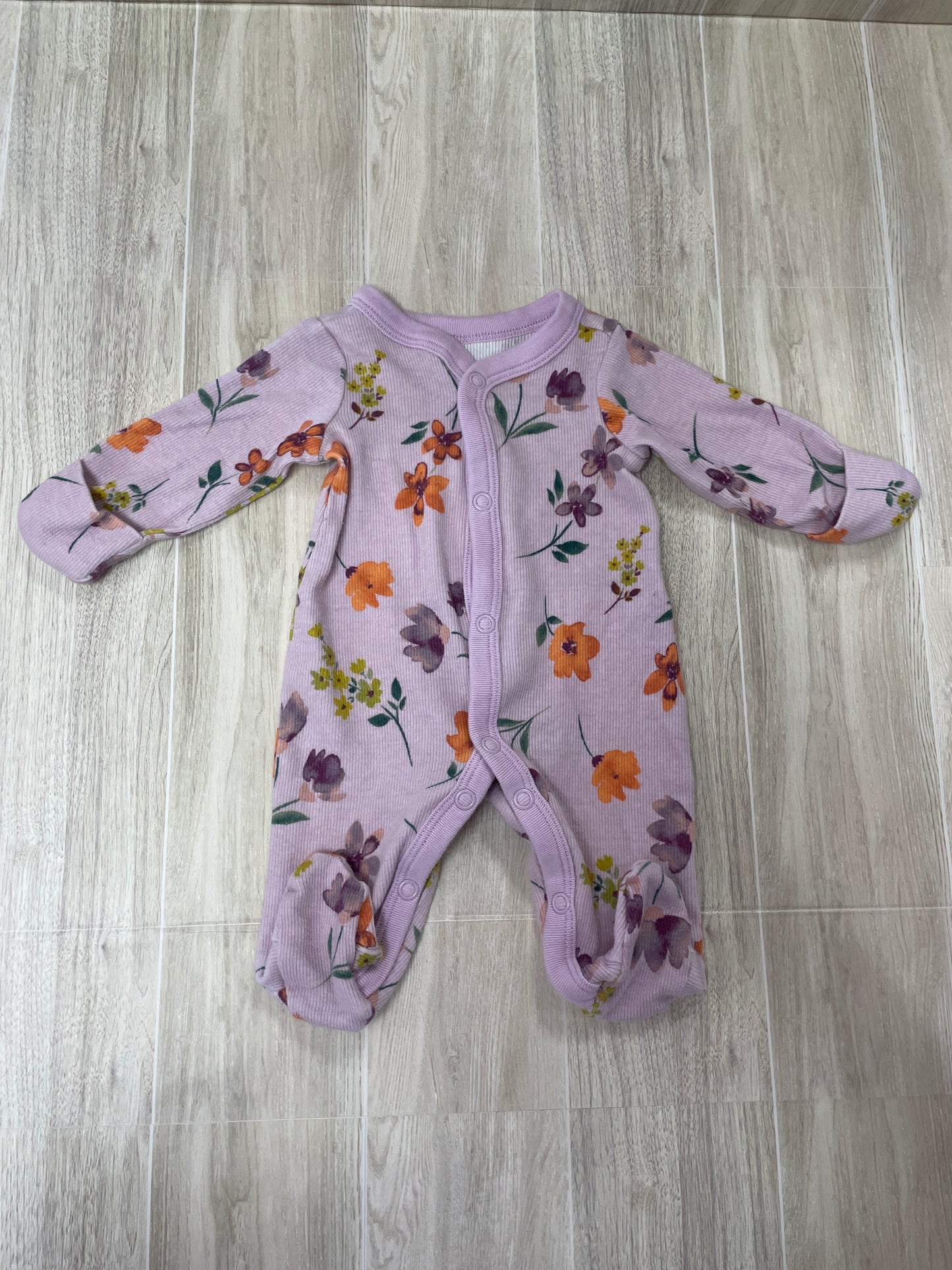 Preemie Lavender Floral Button Pajama