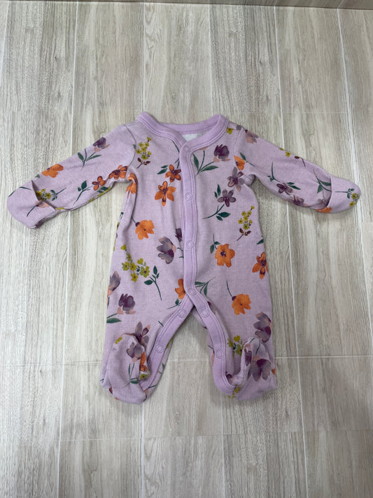 Preemie Lavender Floral Button Pajama