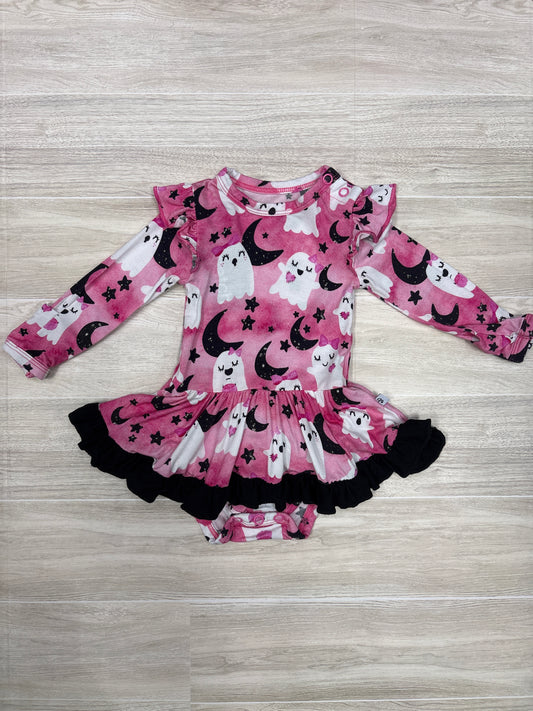 0-3m Birdie Bean Pink Moon & Ghost Twirl Onesie