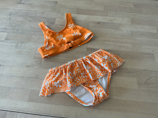 3T Orange Floral 2 Piece Swim