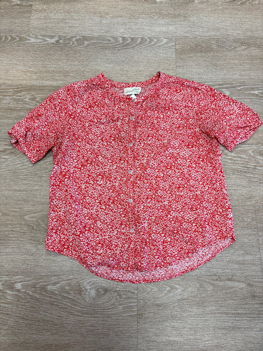 Womens XS Red Mini Multi Floral Button Top