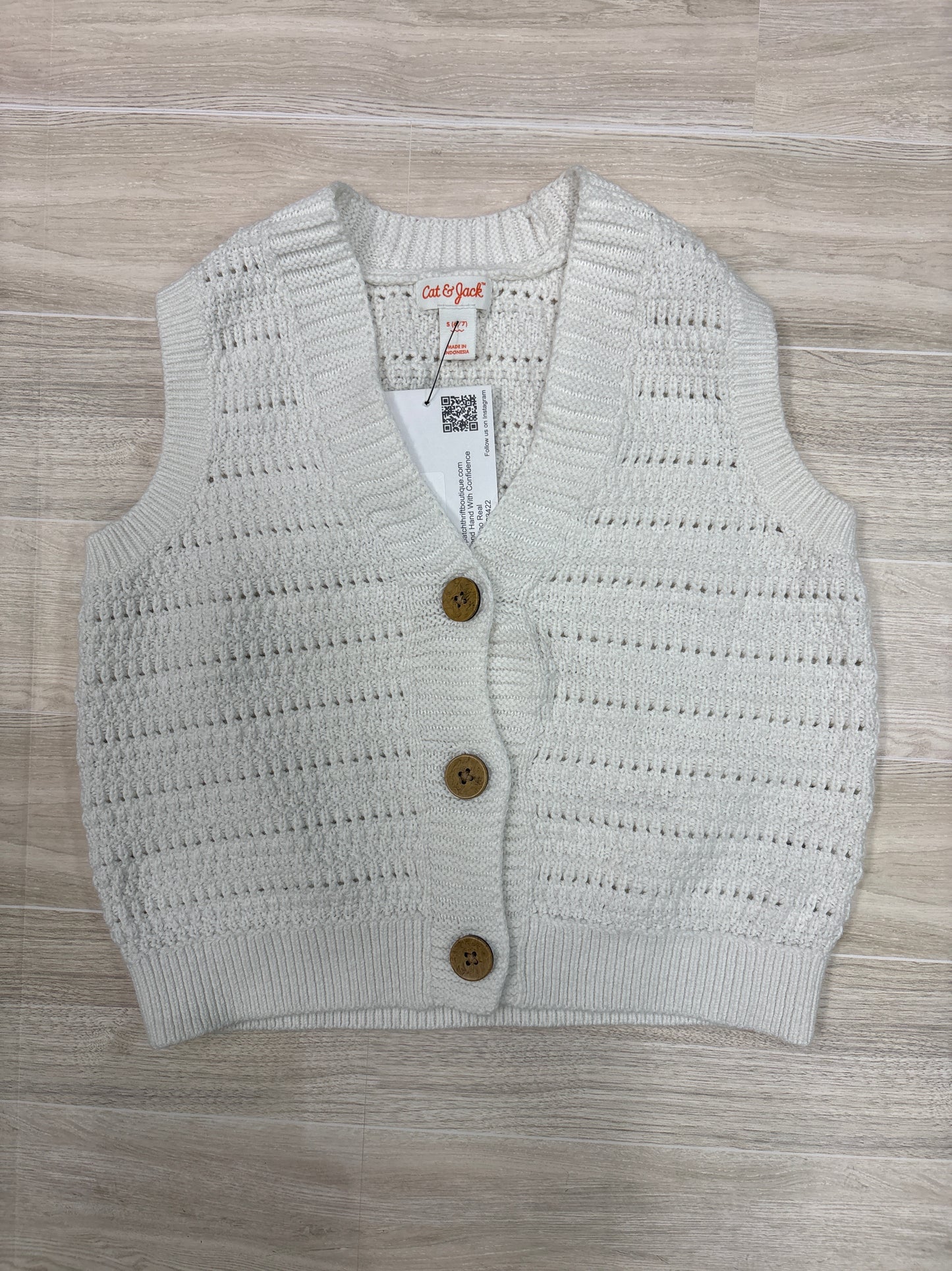 6/7 White Knit Button Tank