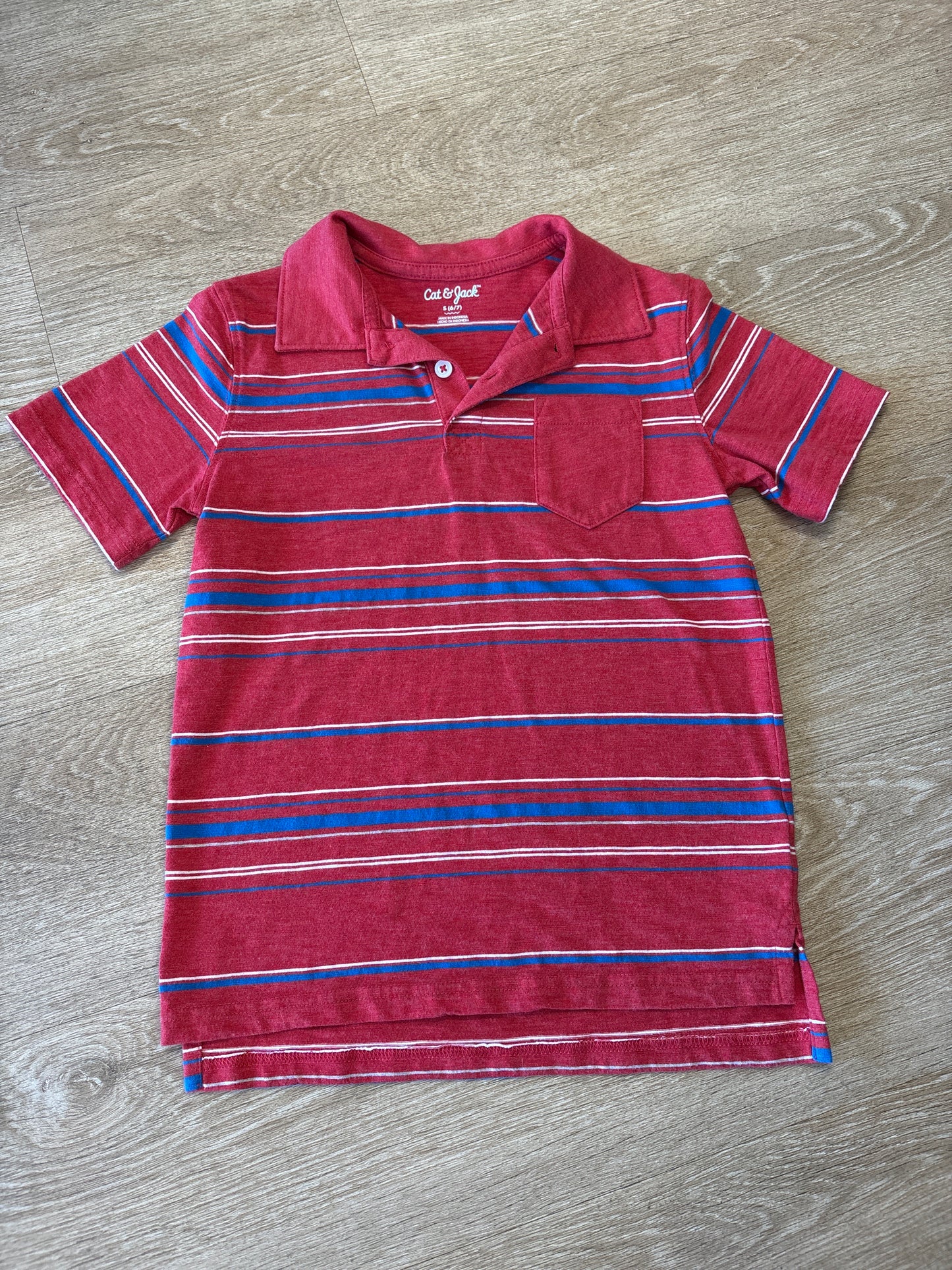 6/7 Red Striped Polo Shirt