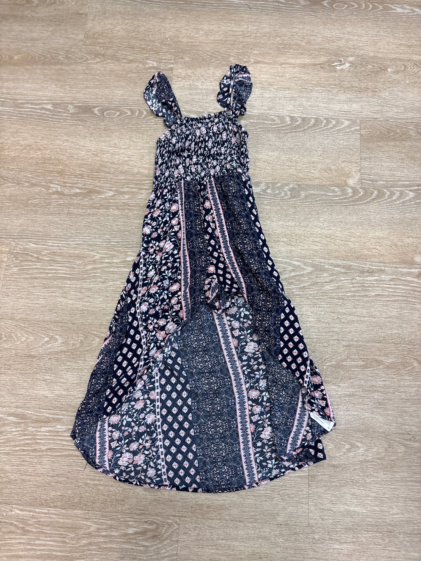 7/8 Navy/Pink Floral High/Low Tank Dress