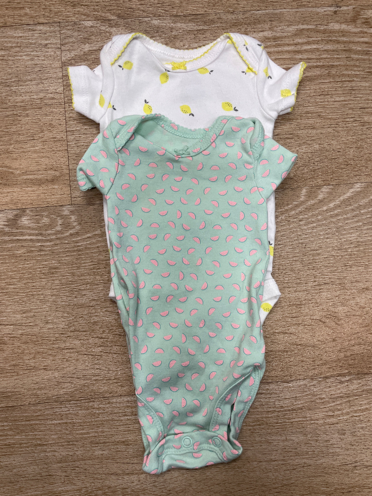 Newborn Onesie 2 Pack Mint Watermelon/White Lemons