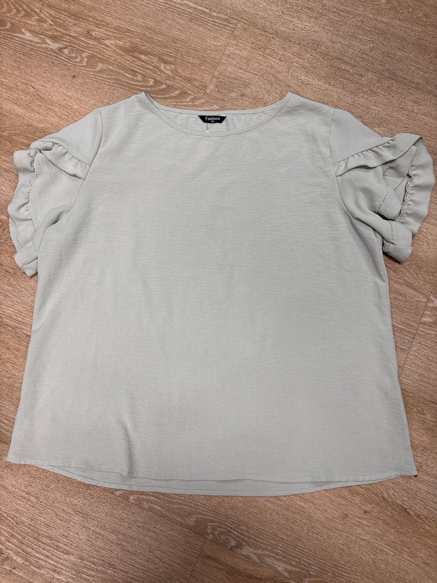 Womens XXL Sage Green Ruffle Sleeve Top